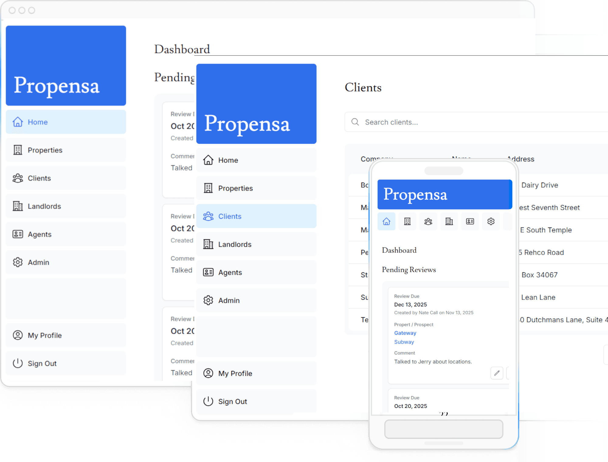 Screenshots of the dashboard project showing desktop version